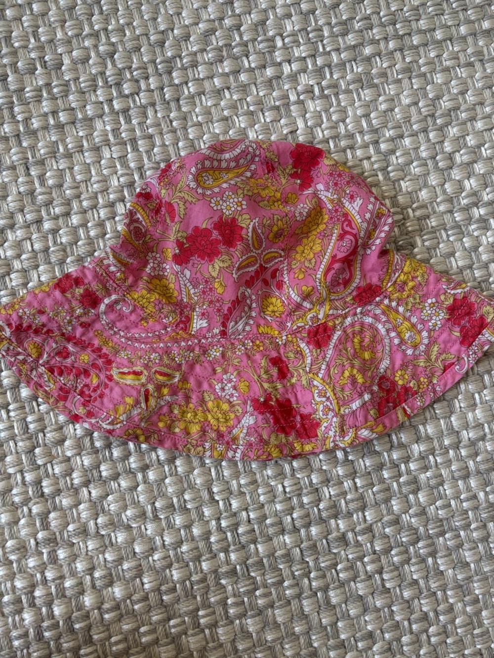 Pink Chicken Pink and Yellow Paisley Kids Bucket Hat